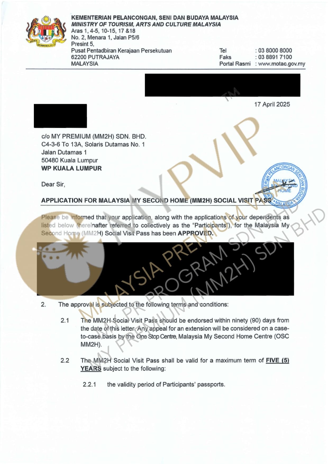 MM2H Conditional Approval Letter
